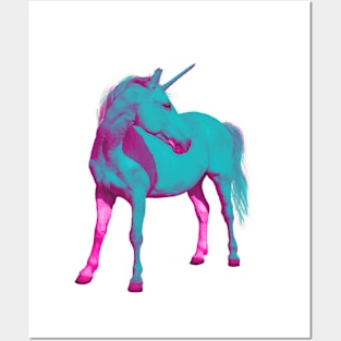 Beautiful blue and pink unicorn Posters and Art